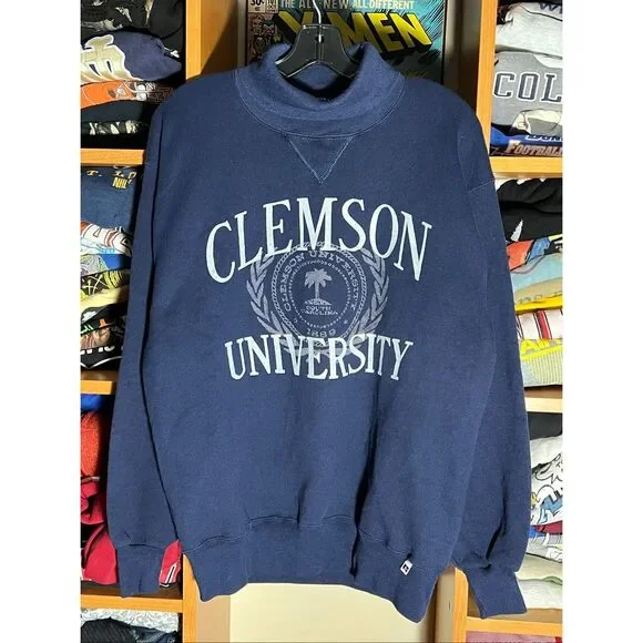 Vintage 90s Russell Athletic Clemson University Turtleneck Sweater - Picture 1 of 3